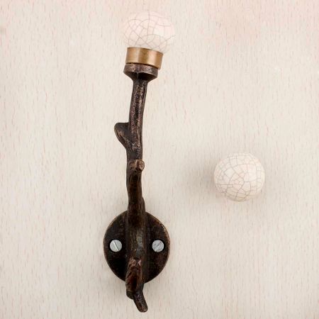 Solid Cream Crackle Tree Hooks-EHG-82